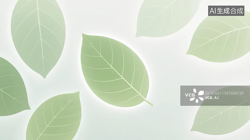 【AI数字艺术】淡绿色叶子的简约背景图片素材