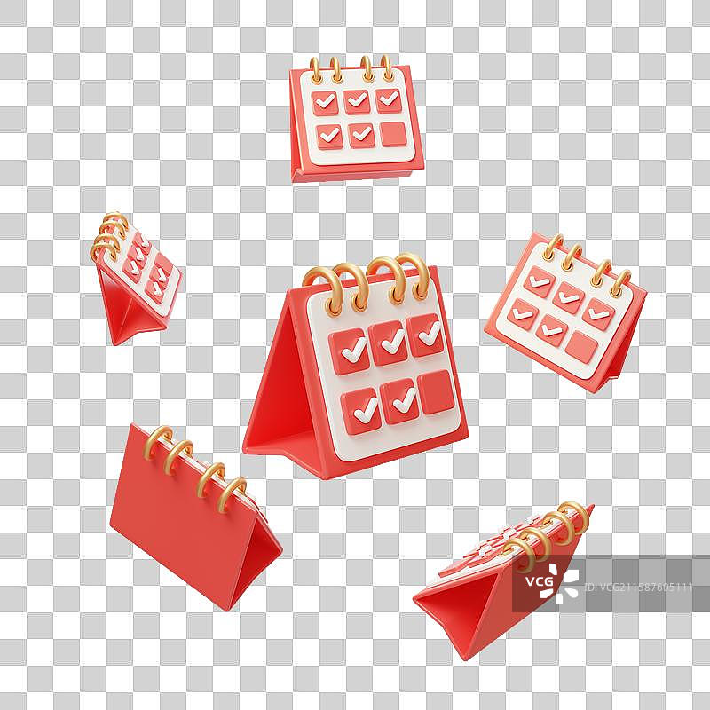 免抠日历任务签到完成表单记录3D图片素材