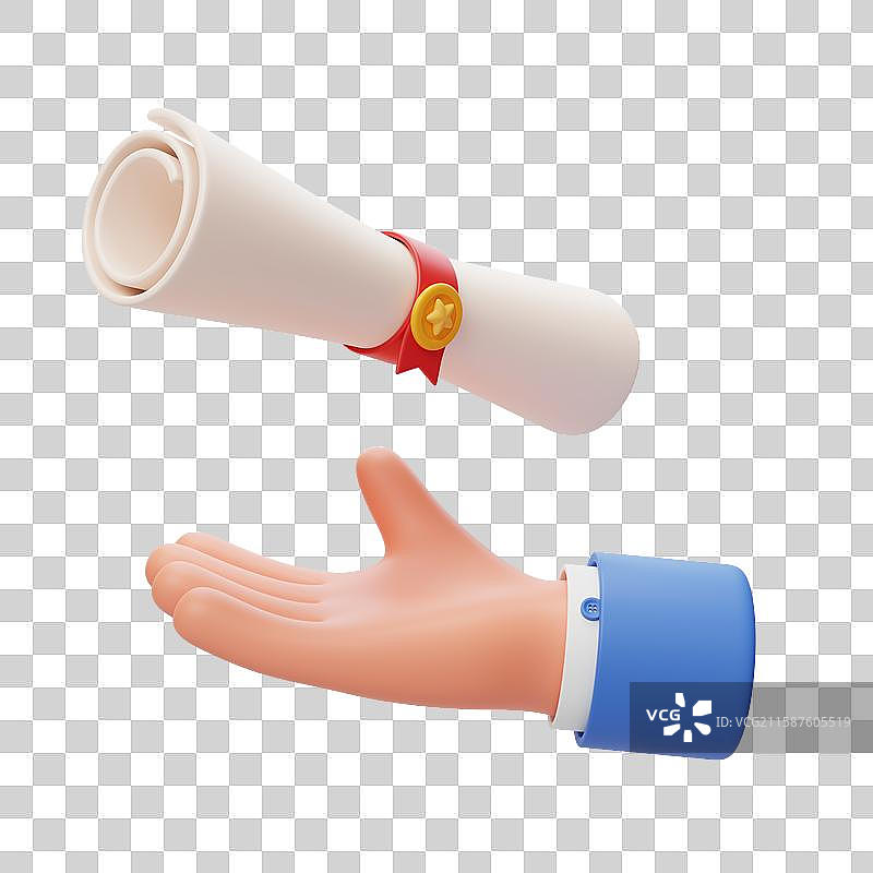 免抠稿件文稿合同成就学业卷轴3D图片素材