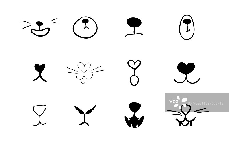 宠物嘴巴漫画可爱线条涂鸦绘图集图片素材