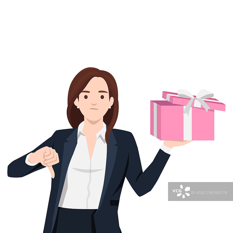对礼物不满的反应的女商人图片素材