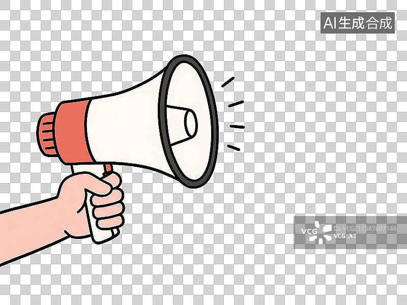 【AI数字艺术】手持扩音喇叭的插画图片素材
