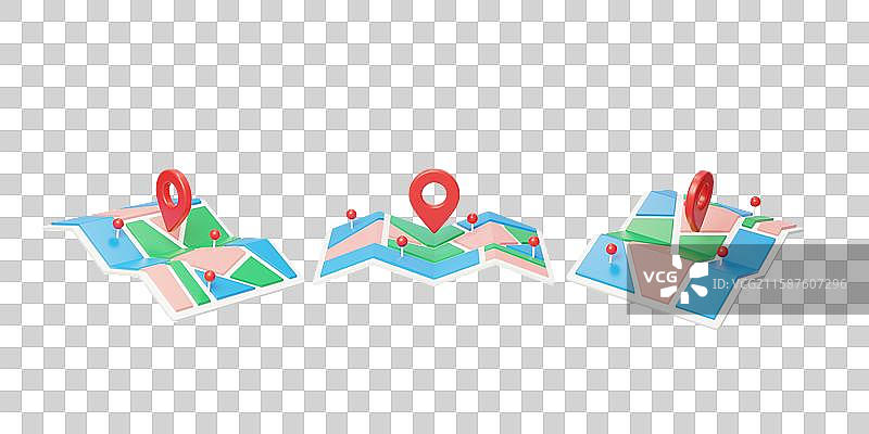 免抠地图定位攻略指引导航位置3D图片素材