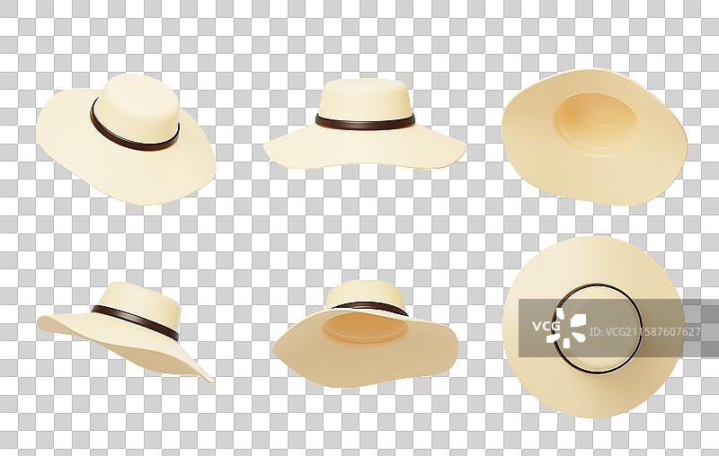 免抠旅游度假出行遮阳太阳帽子3D图片素材