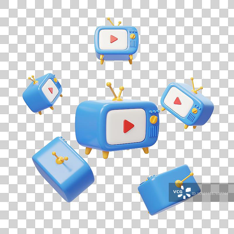 免抠影视传媒节目频道电视机3D图片素材