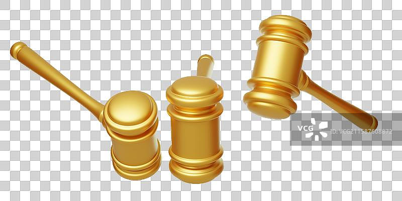 免抠砸金蛋法庭审判工具锤子3D图片素材