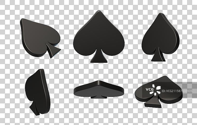 免抠棋牌娱乐游戏花色点数黑桃3D图片素材