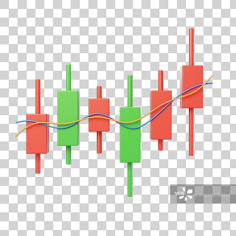 免抠金融证券交易股票走势统计3D图片素材