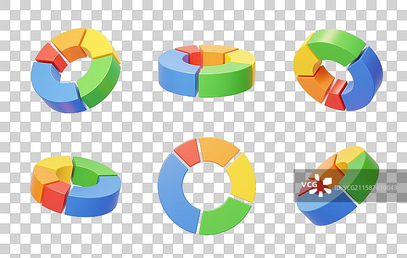 免抠圆饼图数据占比可视化统计3D图片素材