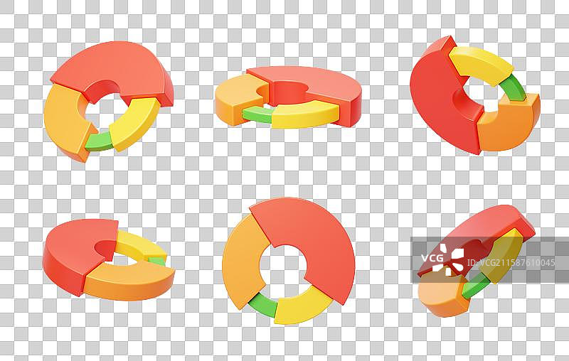 免抠圆饼图数据占比可视化统计3D图片素材