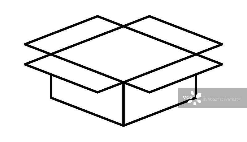 邮政包裹轮廓打开的纸箱图片素材