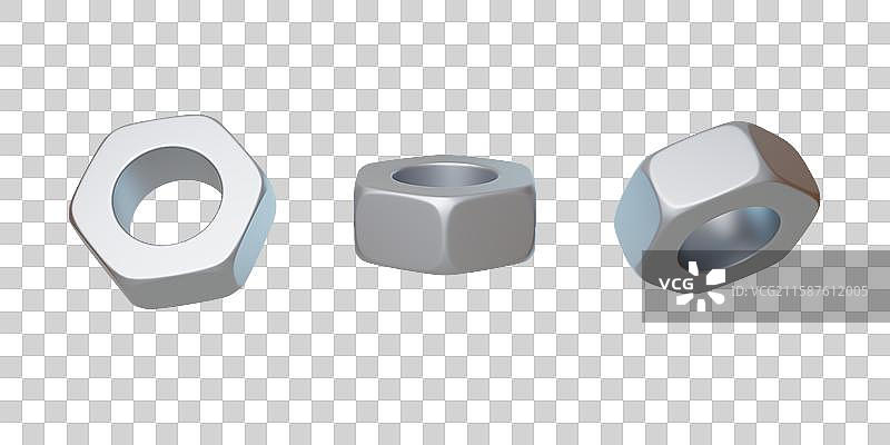 免抠五金工具机械制造必备螺母3D图片素材