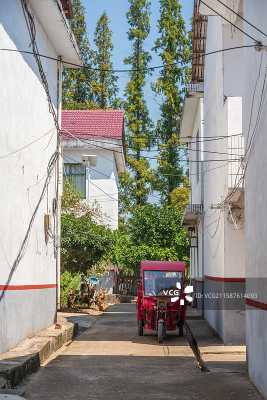 阳光下的乡村小巷图片素材