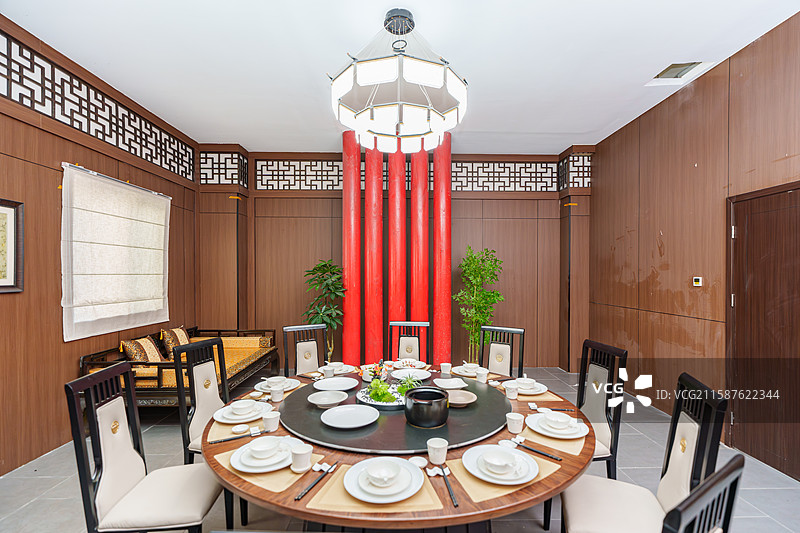 中式木质风格餐厅图片素材
