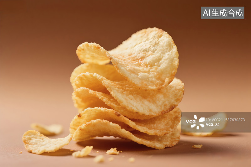 【AI数字艺术】堆叠在一起的油炸薯片图片素材