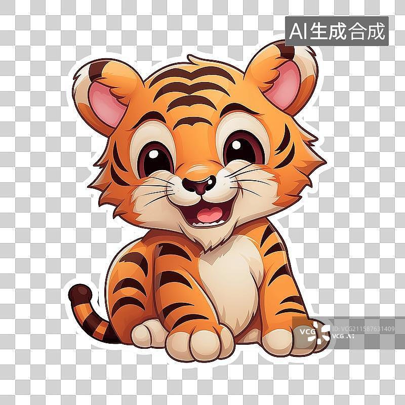 【AI数字艺术】可爱的生肖老虎3D卡通形象图片素材