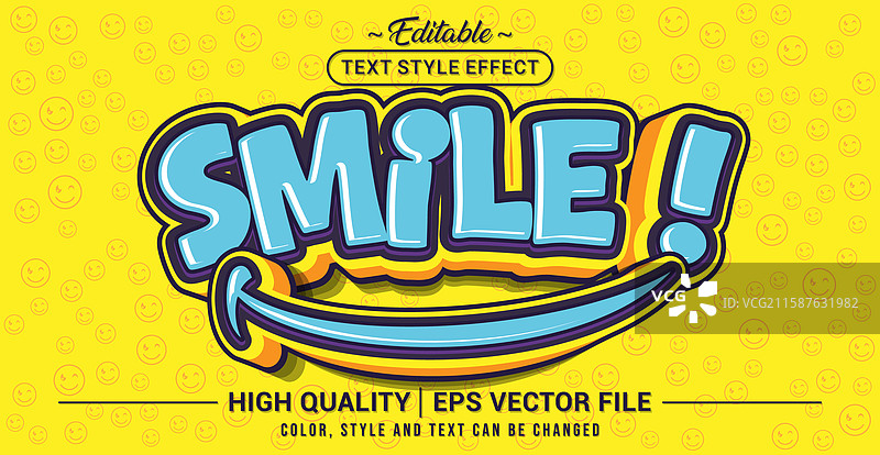 可编辑文本样式效果 - 微笑文本样式图片素材