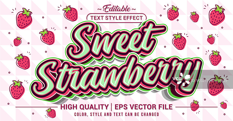 可编辑文本样式效果 - 甜美草莓图片素材