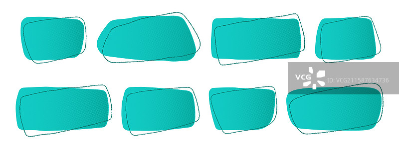 手绘绿色半色调有机矩形图片素材