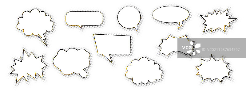 现代的对话气泡，带有半色调阴影图片素材