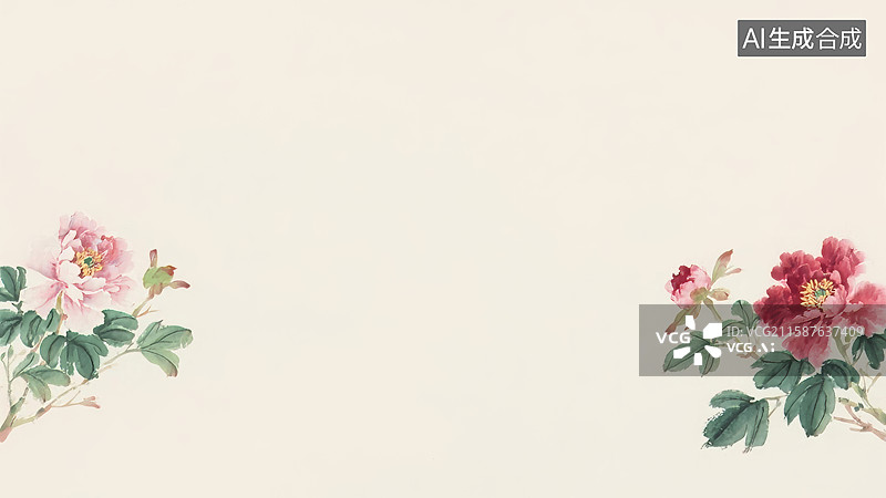 【AI数字艺术】水墨画两侧图片素材