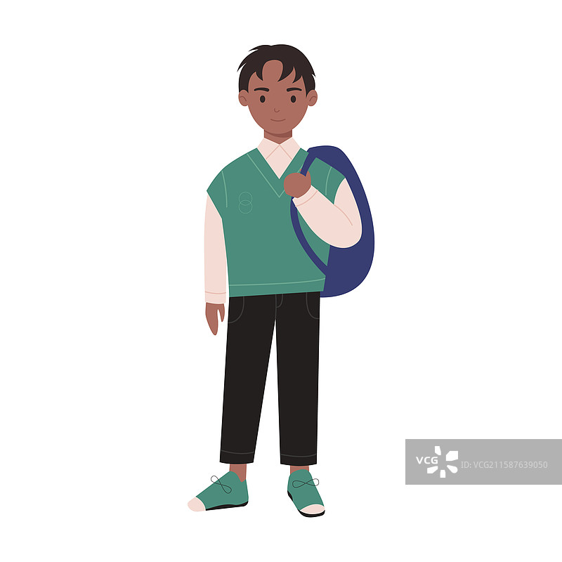 一个时尚的年轻学生背着背包，正在拥抱一个图片素材