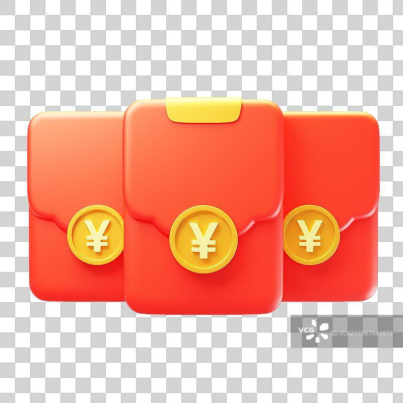 免抠中国风红包利是封新年喜庆3D图片素材