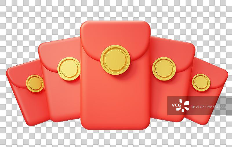 免抠中国风红包利是封新年喜庆3D图片素材