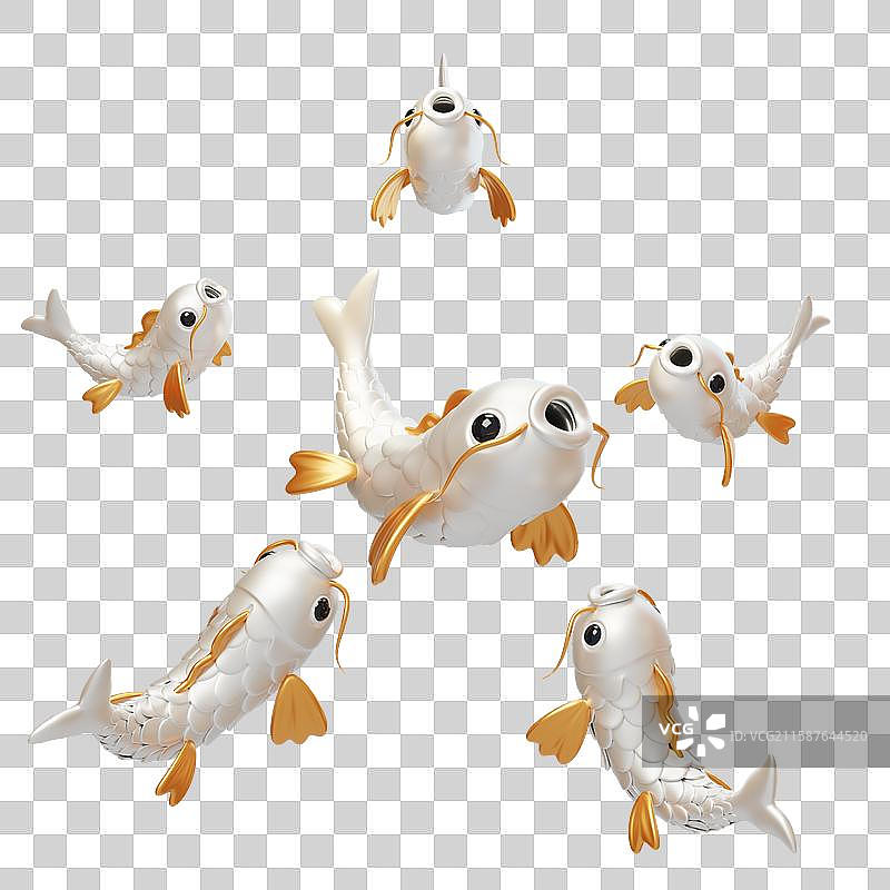 免抠新年春节传统幸运金鱼锦鲤3D图片素材