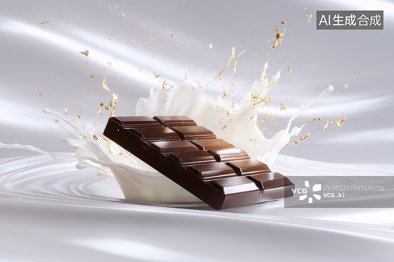 【AI数字艺术】巧克力牛奶交融飞溅美食瞬间图片素材
