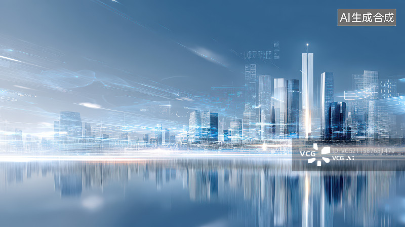 【AI数字艺术】智慧城市透明建筑未来景观图片素材