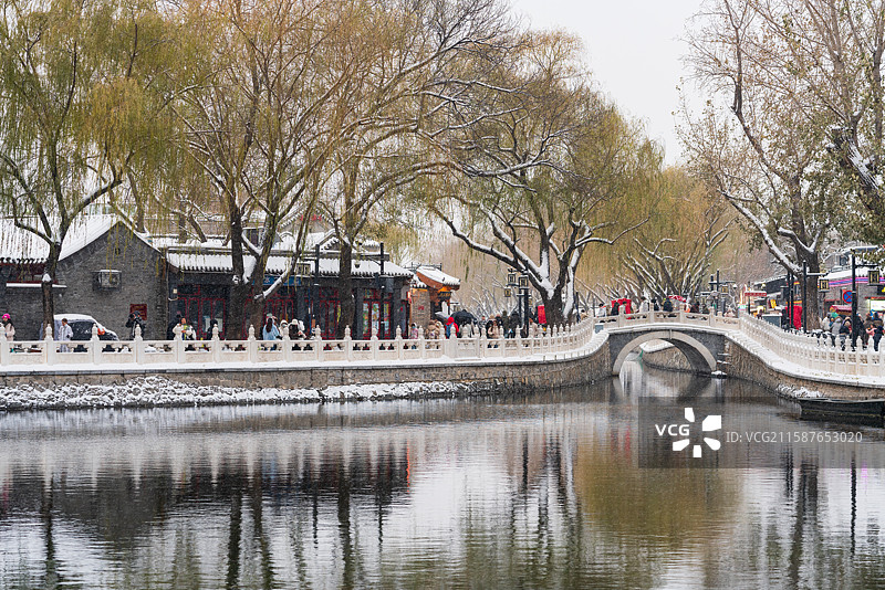 北京什刹海雪景图片素材
