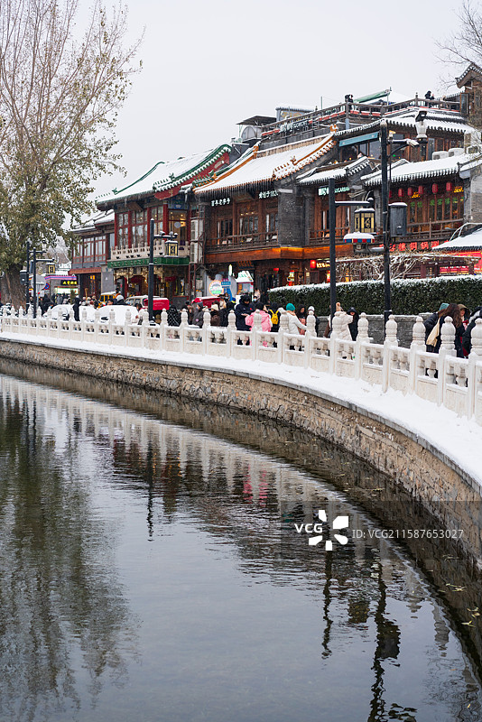 北京什刹海雪景图片素材
