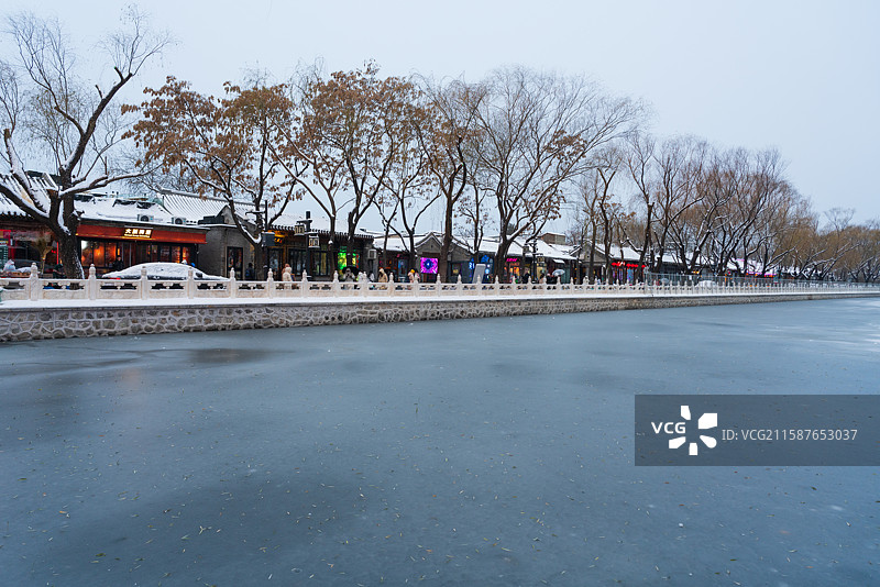 北京什刹海雪景图片素材