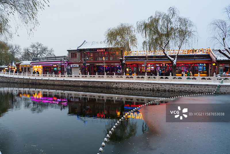 北京什刹海雪景图片素材