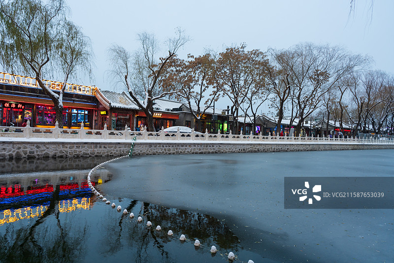 北京什刹海雪景图片素材