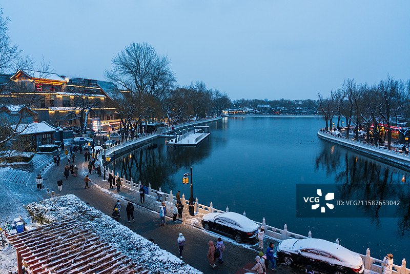 北京什刹海雪景图片素材