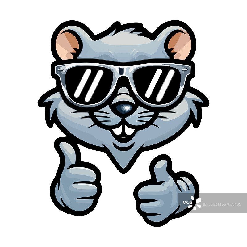戴着太阳镜的酷鼠竖起大拇指图片素材