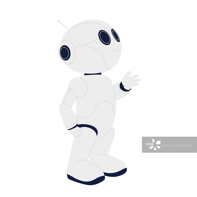 一个友好可爱的白色机器人角色图片素材