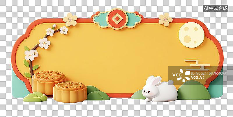 【AI数字艺术】国潮桂花中秋节边框标题框图片素材