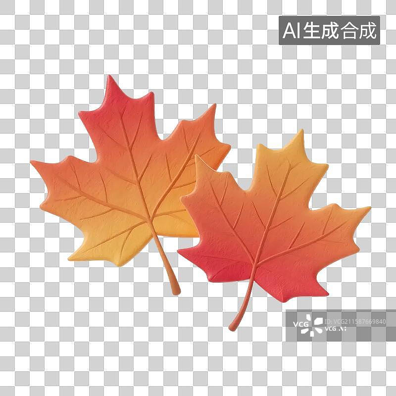 【AI数字艺术】3D风格C4D渲染秋天的元素南瓜银杏树枫叶图片素材