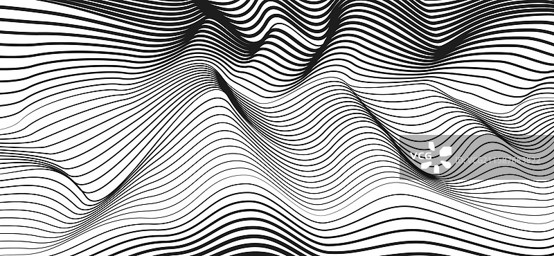 黑色波浪曲线与白色背景的波动线条图片素材