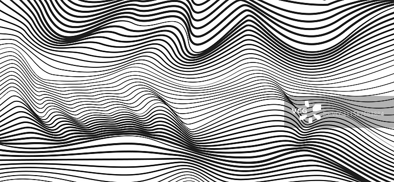 细长曲线的黑白线条艺术图案图片素材