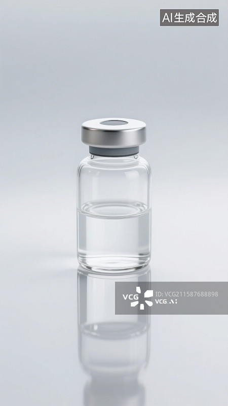 【AI数字艺术】带金属盖的透明医疗医用玻璃药瓶图片素材