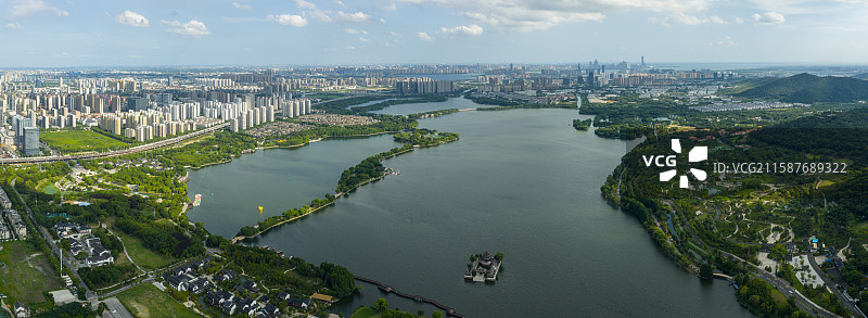 苏州石湖全景航拍视角图片素材