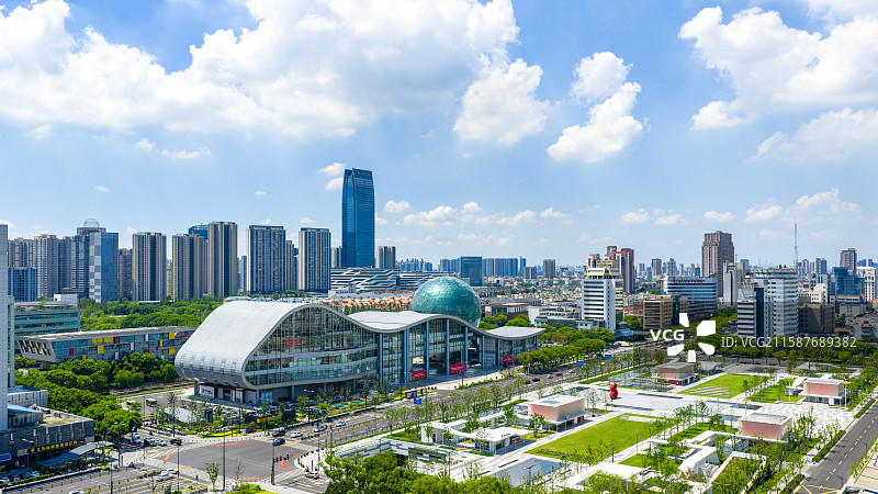 昆山 市政府 城市广场 科博馆 城市航拍图片素材