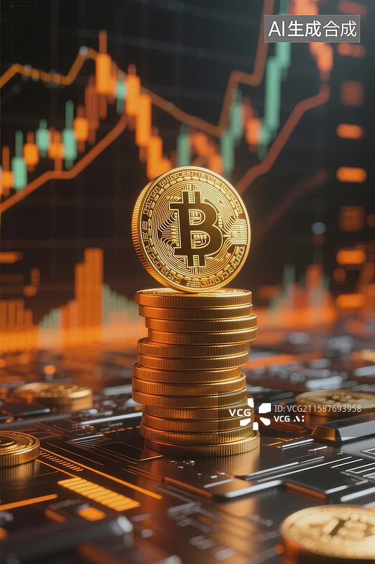 【AI数字艺术】比特币市场分析图片素材