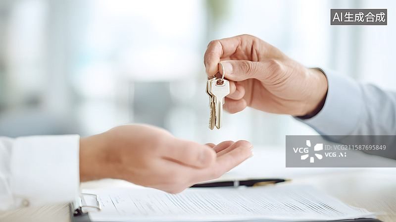 【AI数字艺术】A及工程：房地产交易中钥匙交接场景图片素材