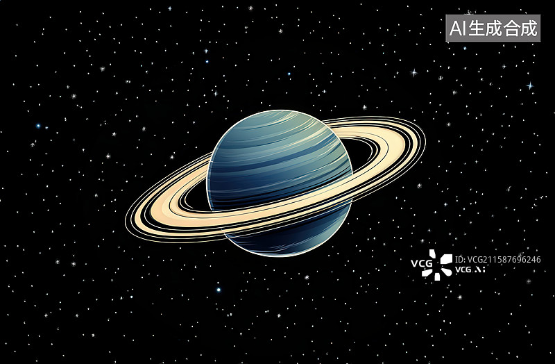 【AI数字艺术】带有星环的行星插画图片素材