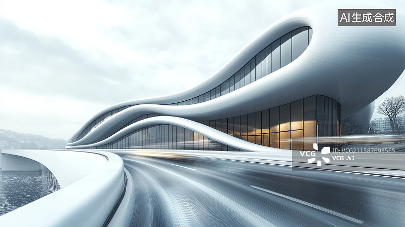 【AI数字艺术】现代城市建筑与道路汽车广告背景图片素材